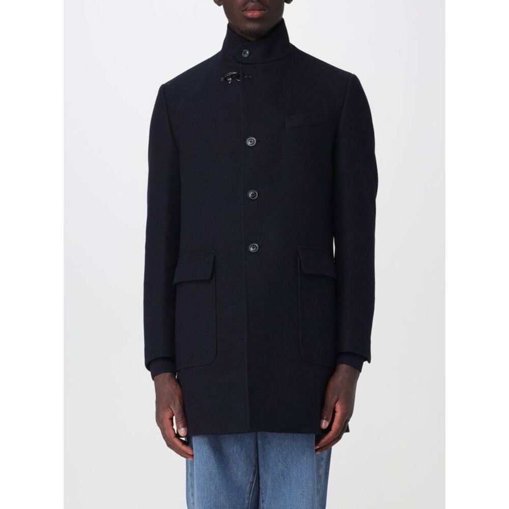 Fay Men Fay Wool Short Coat With High Collar And Iconic Metal Hook